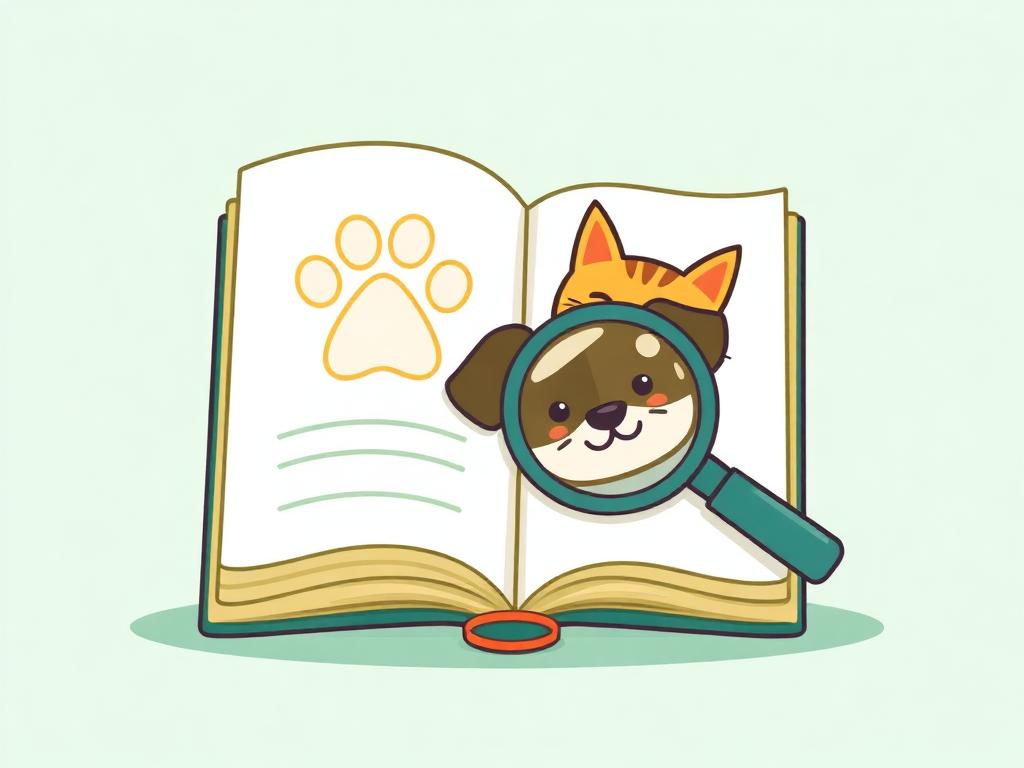 كتيّب توعوي مفتوح مع كلب وقطة